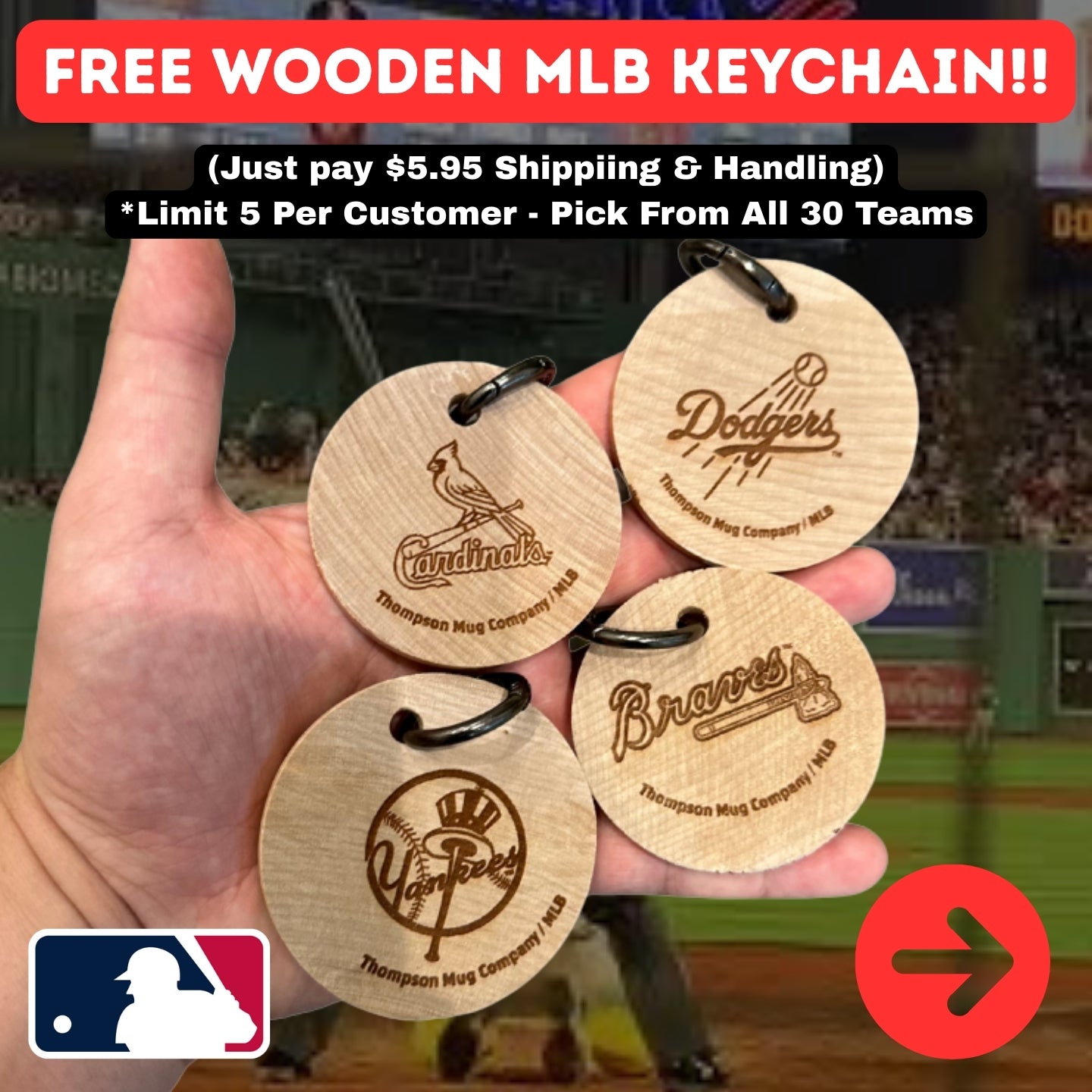 Free + Shipping | Dugout Mugs® MLB Bat Slice Keychains
