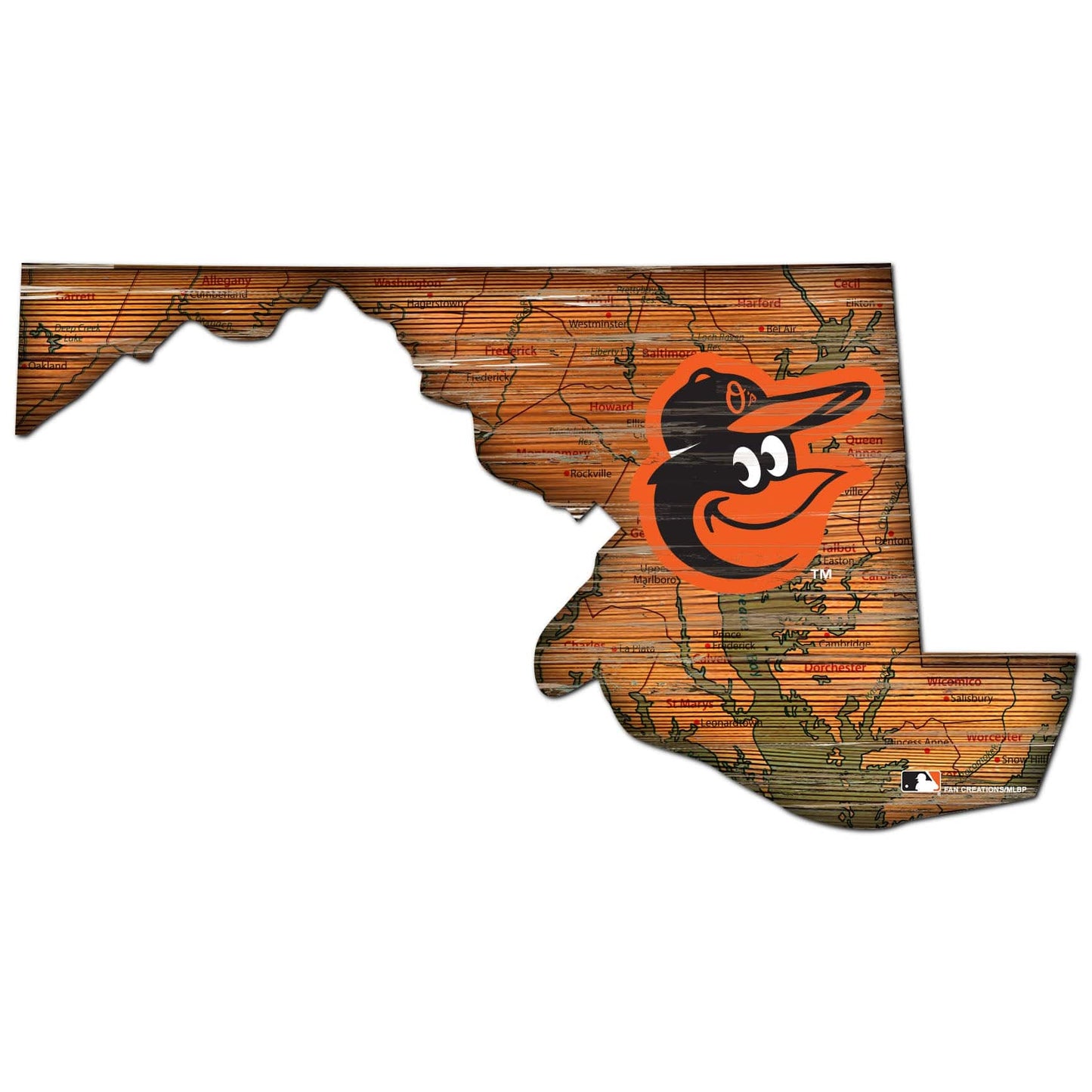Baltimore Orioles Distressed State With Logo Sign