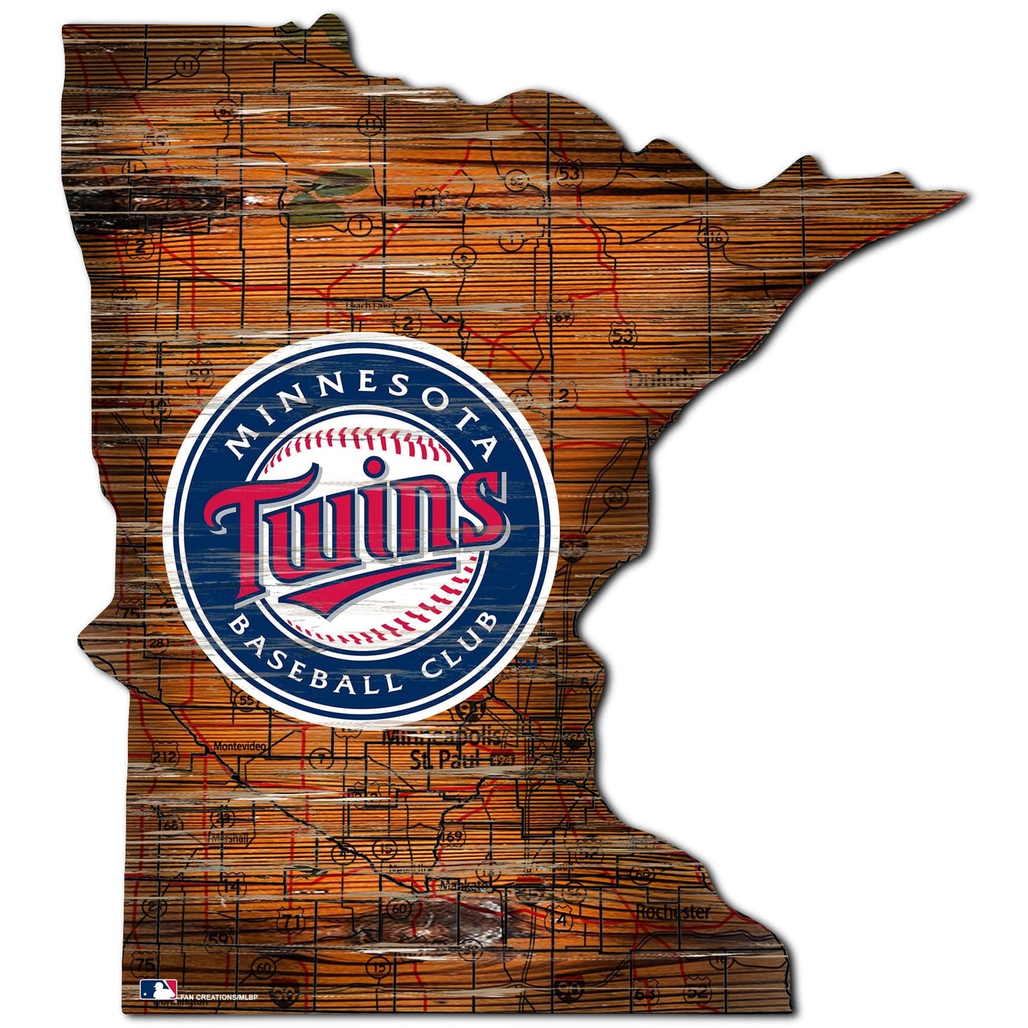Minnesota Twins Distressed State With Logo Sign