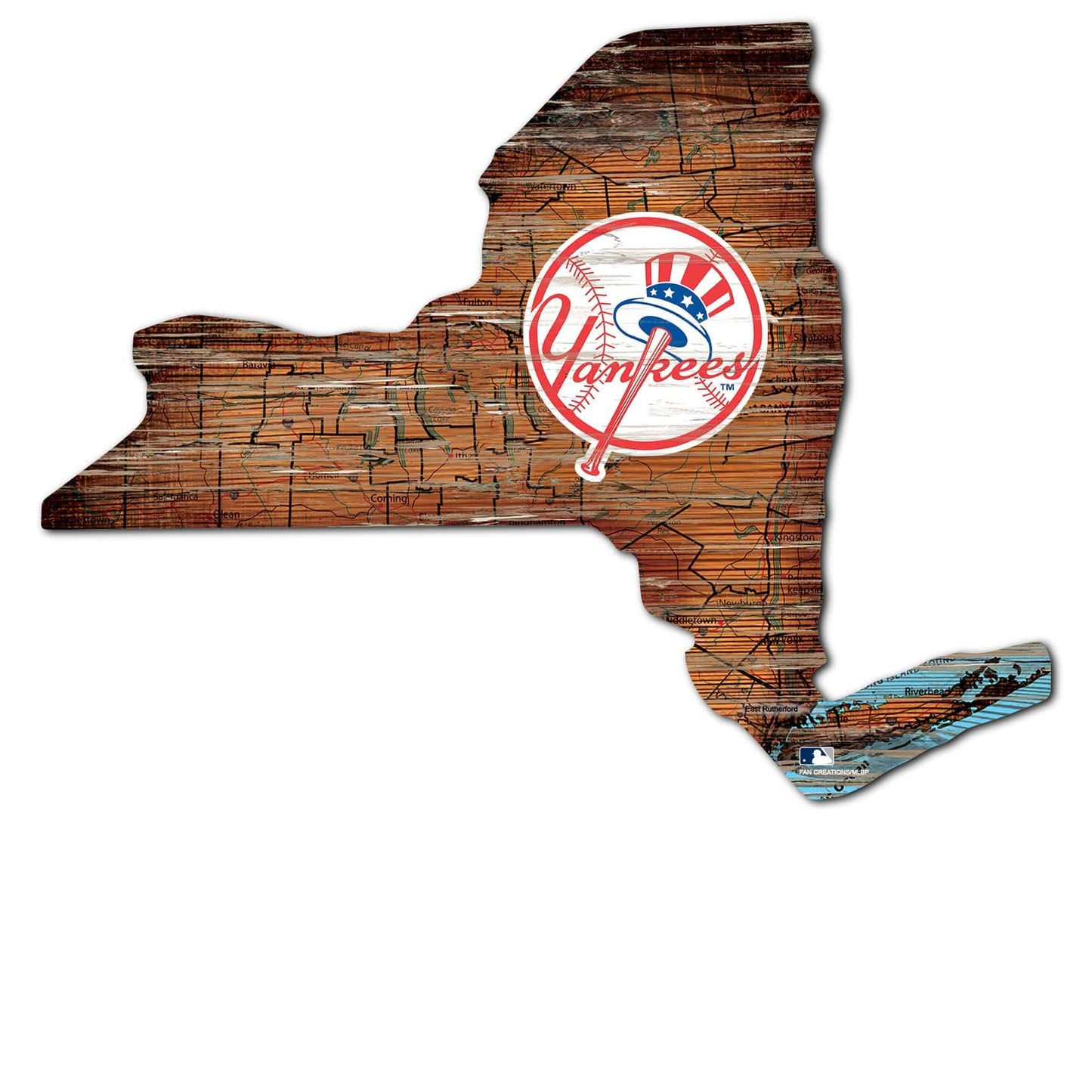 New York Yankees Distressed State With Logo Sign