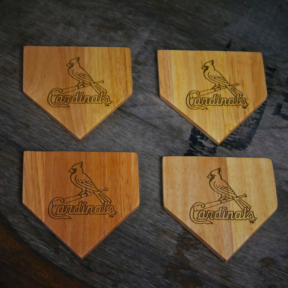 NEW ITEM - Wooden MLB Home Plate Coasters - 4 Pack