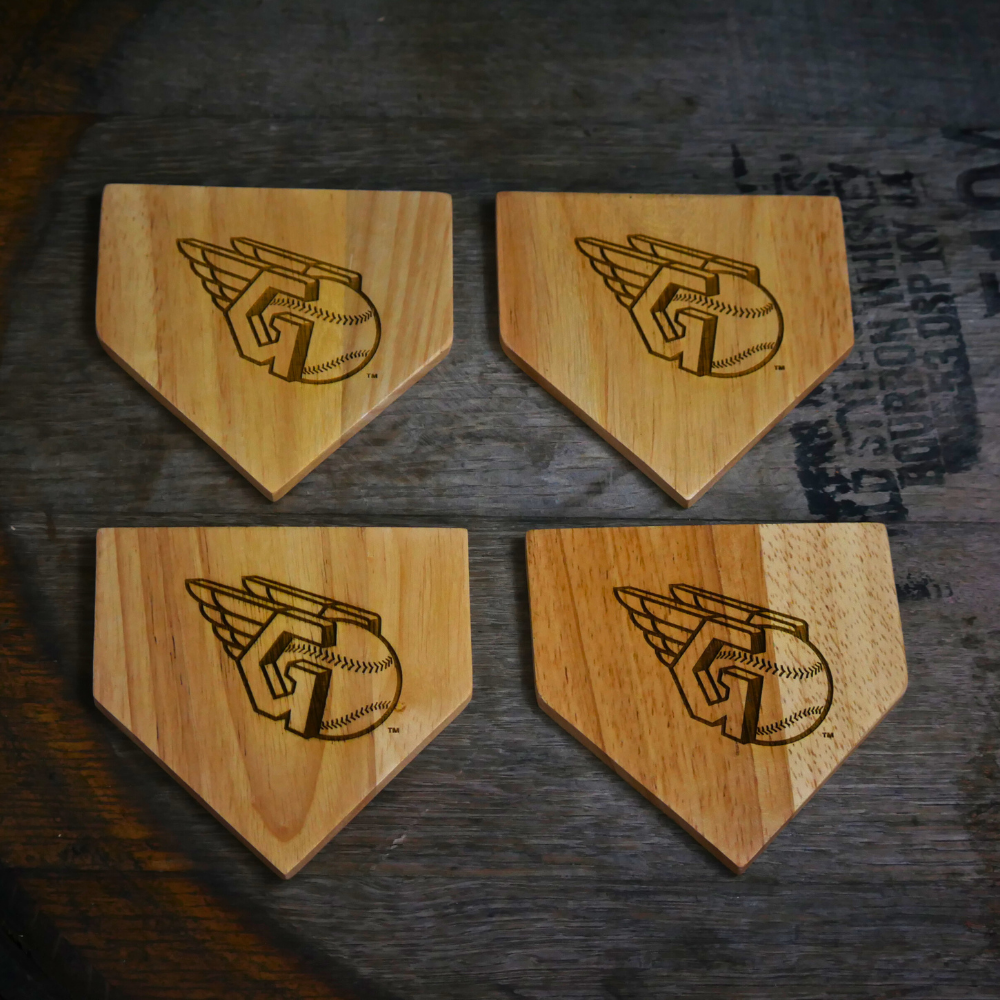 NEW ITEM - Wooden MLB Home Plate Coasters - 4 Pack