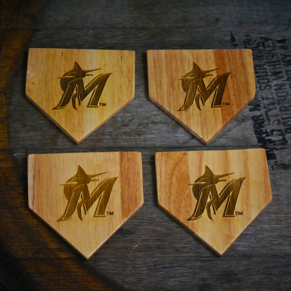 NEW ITEM - Wooden MLB Home Plate Coasters - 4 Pack