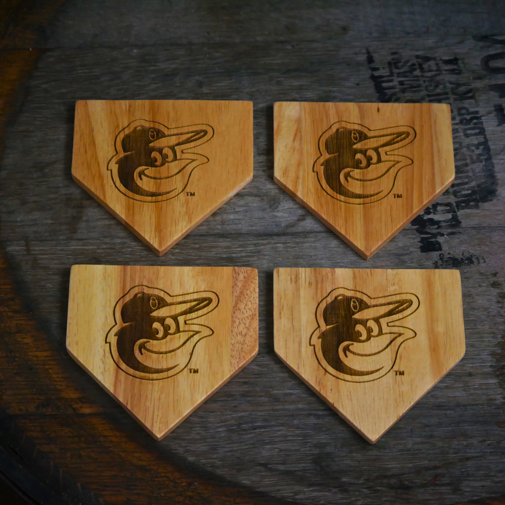 NEW ITEM - Wooden MLB Home Plate Coasters - 4 Pack