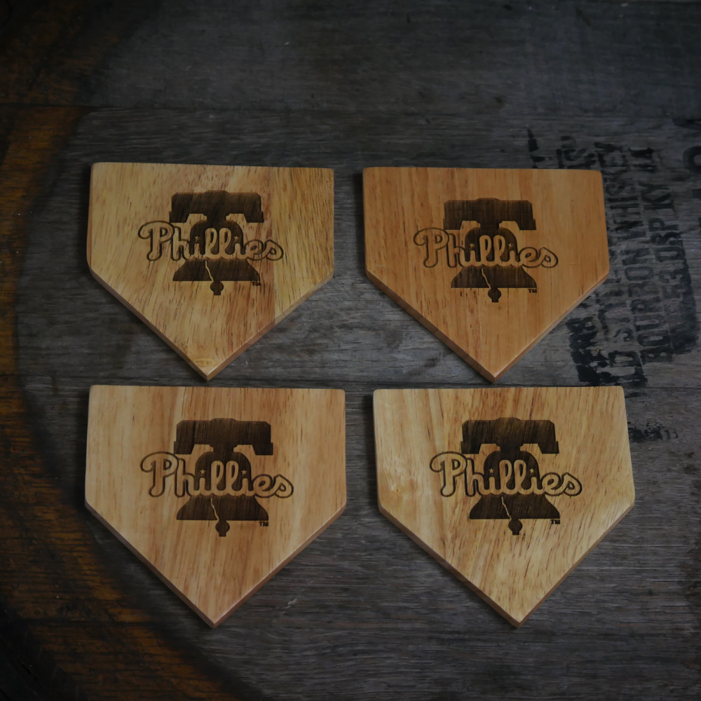 NEW ITEM - Wooden MLB Home Plate Coasters - 4 Pack