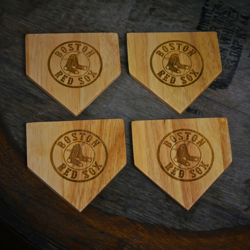 NEW ITEM - Wooden MLB Home Plate Coasters - 4 Pack