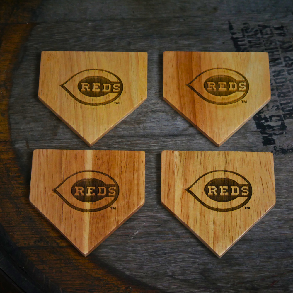 NEW ITEM - Wooden MLB Home Plate Coasters - 4 Pack