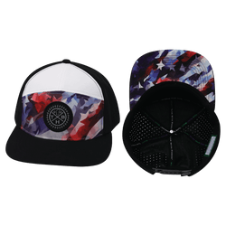 Color Vibes Hat | Flat Bill | Geo Flag - Black - White