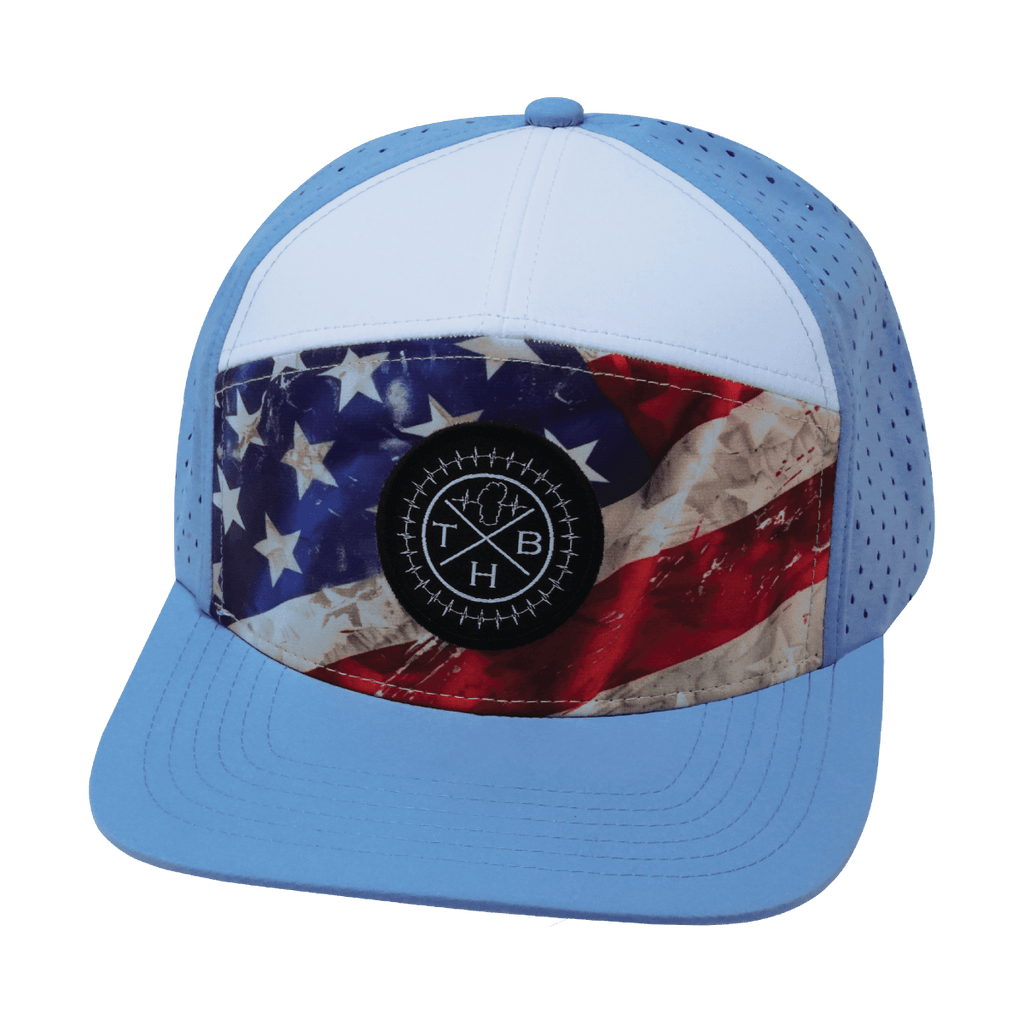 Color Vibes Hat | Flat Bill | Rugged Flag - Baby Blue - White