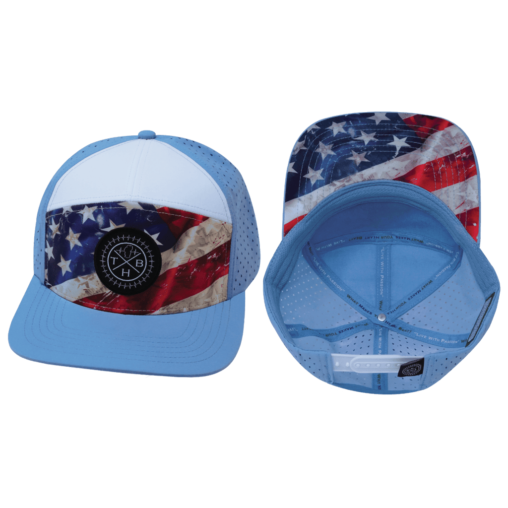 Color Vibes Hat | Flat Bill | Rugged Flag - Baby Blue - White