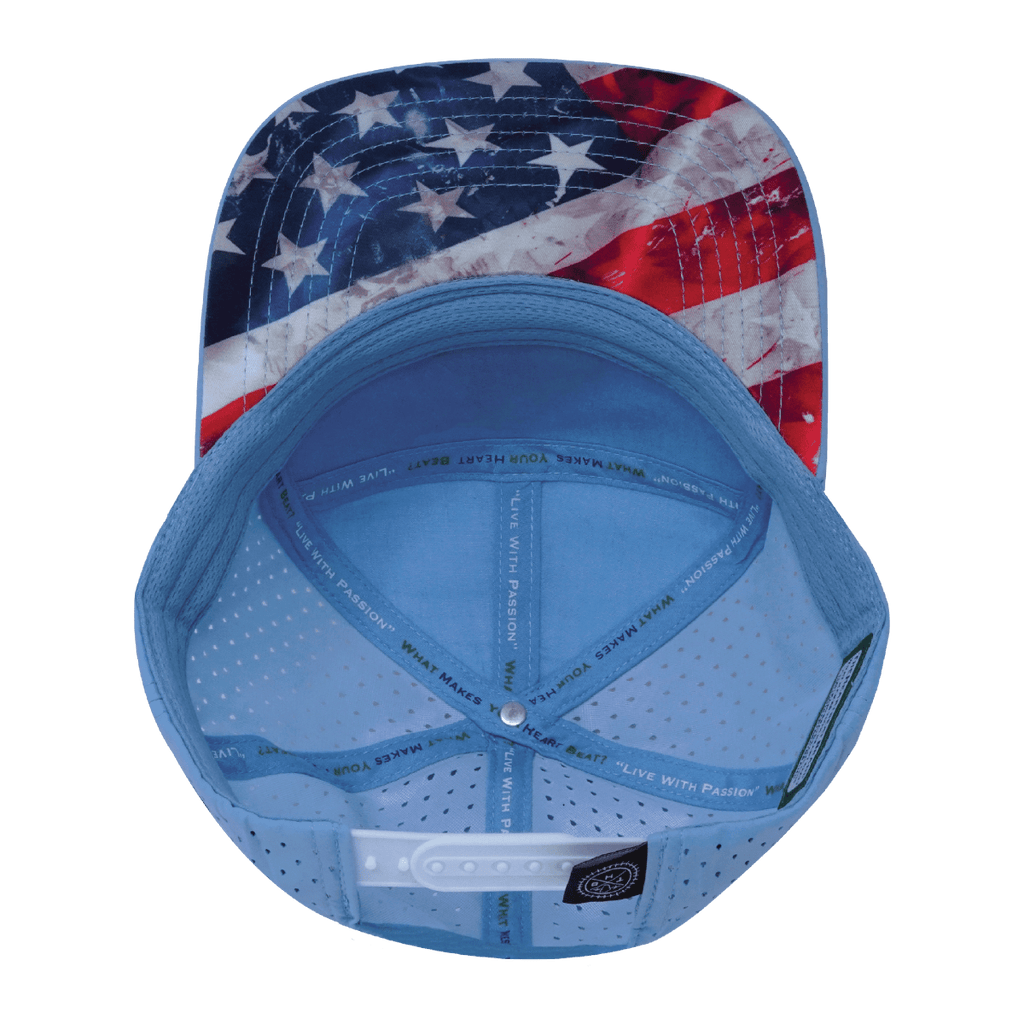 Color Vibes Hat | Flat Bill | Rugged Flag - Baby Blue - White