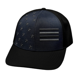 Flag Hat | Baseball Hat Fit | Black - Ocean Blue