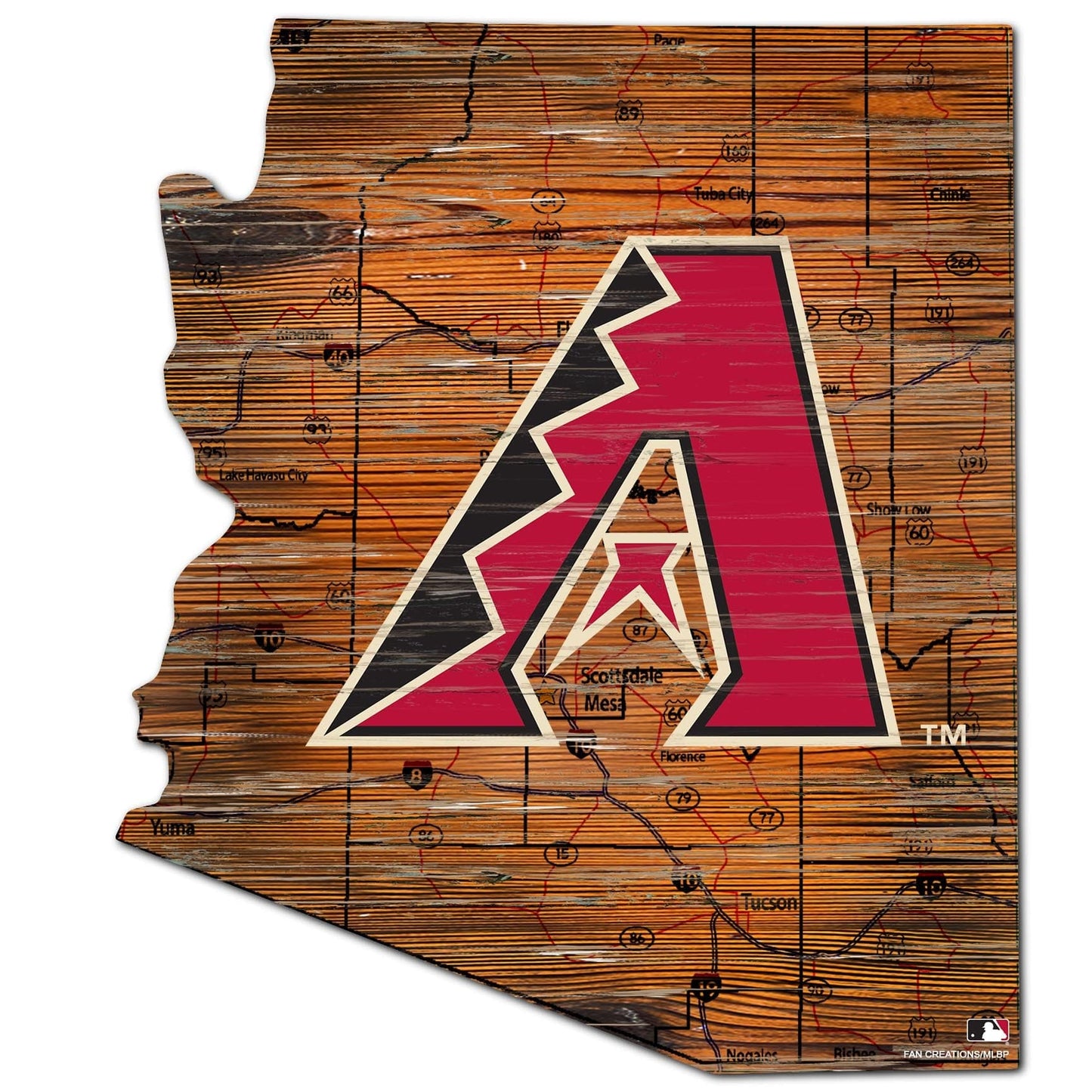 Arizona Diamondbacks Distressed State With Logo Sign