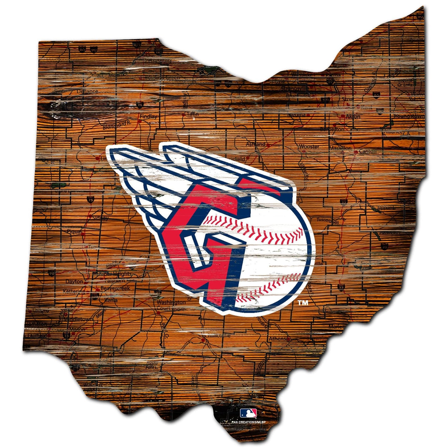 Cleveland Guardians Distressed State With Logo Sign