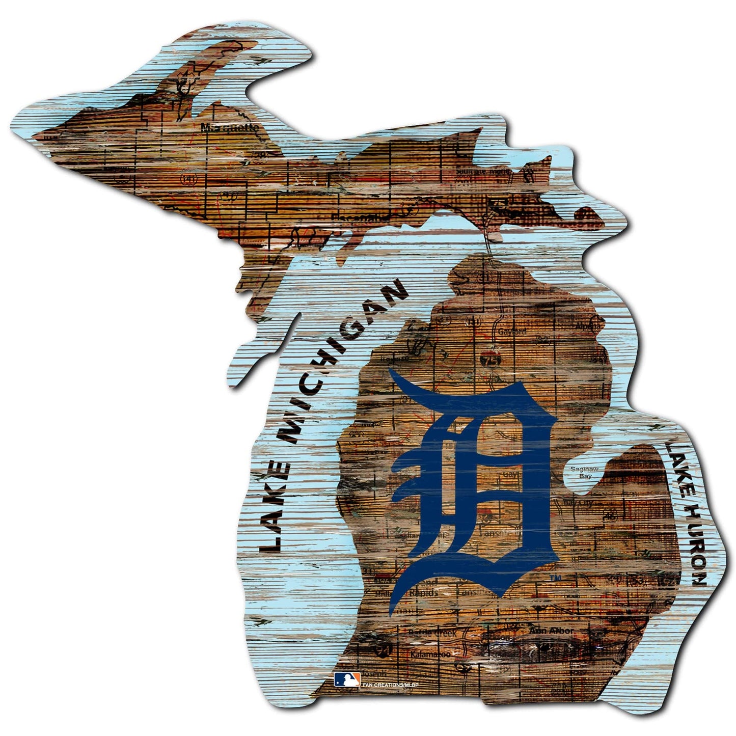 Detroit Tigers Distressed State With Logo Sign