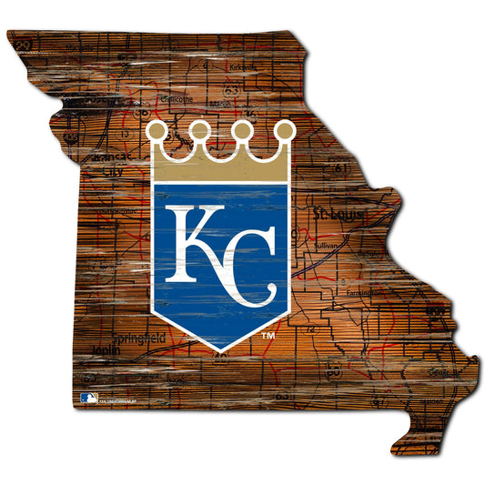 Kansas City Royals Distressed State With Logo Sign