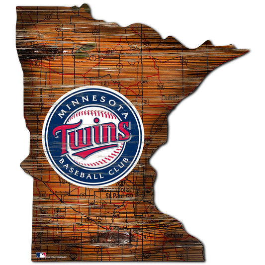 Minnesota Twins Distressed State With Logo Sign