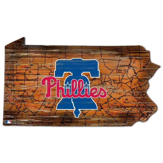 Philadelphia Phillies Distressed State With Logo Sign