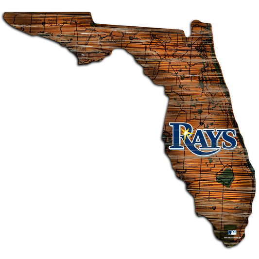 Tampa Bay Rays Distressed State With Logo Sign