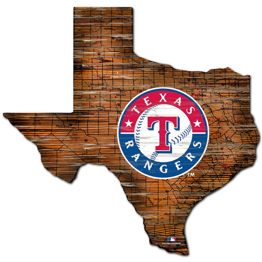 Texas Rangers Distressed State With Logo Sign