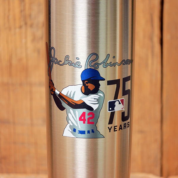 Jackie Robinson's 75th Year Anniversary Stainless Dugout Mug® | Metal Baseball Bat Mug