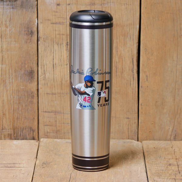 Jackie Robinson's 75th Year Anniversary Stainless Dugout Mug® | Metal Baseball Bat Mug